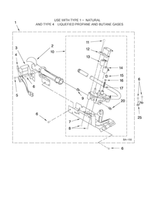 8318272 Burner Assembly Diagram and Parts List for 7MMGP0075WW0  Maytag Dryer