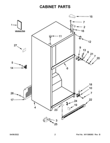 Cabinet Parts Diagram and Parts List for MRT311FFFE01  Maytag Refrigerator