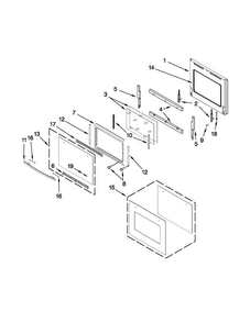 Lower Oven Door Diagram and Parts List for JJW3830WS01  Jenn-Air Wall Oven
