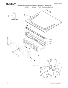 Top And Console Parts Diagram and Parts List for MGDZ600TE2  Maytag Dryer