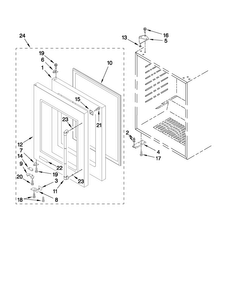 Door Parts Diagram and Parts List for JUB248LYRP00  Jenn-Air Wine and Beverage Cooler