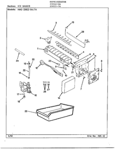 Ice Maker Kit Diagram and Parts List for 23822-7A  Admiral Refrigerator