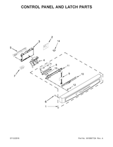 Control Panel And Latch Parts Diagram and Parts List for MDB7949SDE3  Maytag Dishwasher