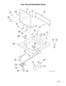 Top/Lid/Hood Back Panel Diagram and Parts List for AWNE9RSN115TW01  Speed Queen Washer