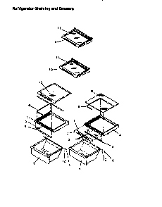 Refrigerator Shelving And Drawers Diagram and Parts List for SX25S-P1198902WL  Amana Refrigerator