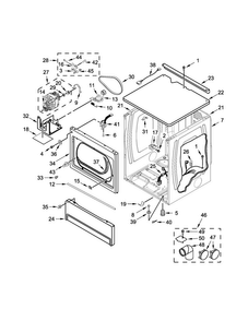 Upper Cabinet And Front Panel Parts Diagram and Parts List for MLE27PDBZW1  Maytag Dryer