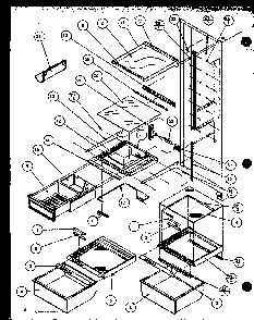 Refrigerator Shelving And Drawers Diagram and Parts List for SZD27MPL-P1124303WL  Amana Refrigerator