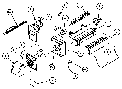 8 Cube Compact Ice Maker Diagram and Parts List for TX21R-P1157605W  Amana Refrigerator