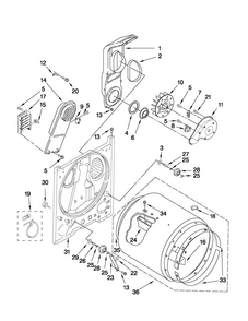 Bulkhead Parts Diagram and Parts List for 4KMED5700TQ1  Maytag Dryer