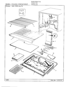 Freezer Compartment Diagram and Parts List for 31824-0A  Admiral Refrigerator