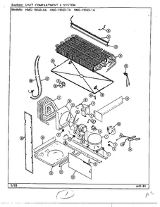 Unit Compartment And System Diagram and Parts List for 19163-0A  Admiral Refrigerator