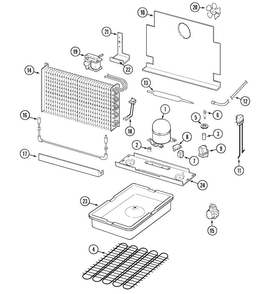 Unit Compartment & System Diagram and Parts List for GFU2046GRW  Maytag Freezer