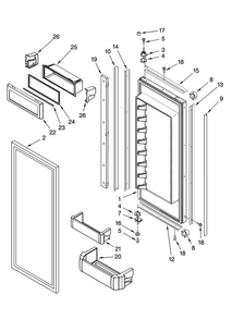 Refrigerator Door Parts Diagram and Parts List for JF42CXFXDB00  Jenn-Air Refrigerator