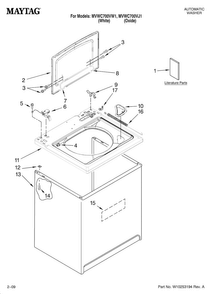 Top And Cabinet Parts Diagram and Parts List for MVWC700VJ1  Maytag Washer