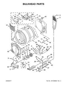 Bulkhead Parts Diagram and Parts List for CED7464GW0  Crosley Dryer