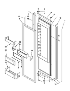 Refrigerator Door Parts Diagram and Parts List for JS42CXDUDB02  Jenn-Air Refrigerator