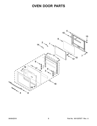 Oven Door Parts Diagram and Parts List for JMW2430DS04  Maytag Microwave Oven Combo