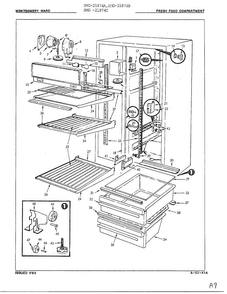 Fresh Food Compartment Diagram and Parts List for 21874A  Admiral Refrigerator