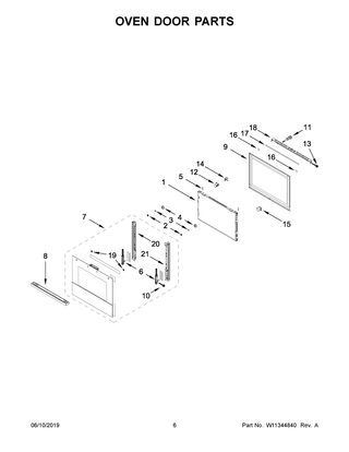 Oven Door Parts Diagram and Parts List for JJW2430IM00  Maytag Wall Oven