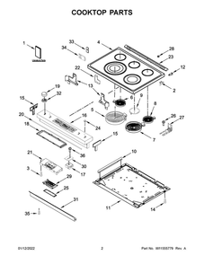 Cooktop Parts Diagram and Parts List for JES1450CFS3  Maytag Range