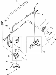 Gas Valve, Igniter And Conversion Kits Diagram and Parts List for LGD65AW-PLGD65AW  Amana Dryer