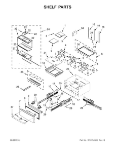 Shelf Parts Diagram and Parts List for JFX2897DRP00  Jenn-Air Refrigerator
