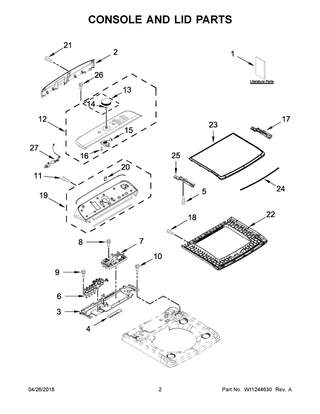 Console And Lid Parts Diagram and Parts List for MVWB965HW0  Maytag Washer