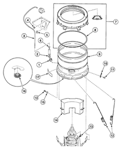 Tub Assy Diagram and Parts List for SWT2A0WN1124  Speed Queen Washer