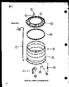 Outer Tub Diagram and Parts List for TAA800 P75751-7W Amana Dryer