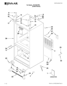 Cabinet Parts Diagram and Parts List for JFC2290VPR3  Jenn-Air Refrigerator