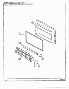 Freezer Inner Door Diagram and Parts List for HMG211760  Admiral Refrigerator