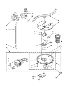 Pump, Washarm And Motor Parts Diagram and Parts List for JDB3600AWS3  Jenn-Air Dishwasher