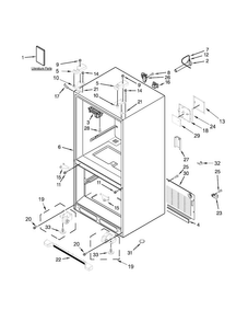 Cabinet Parts Diagram and Parts List for JFC2089BEP00  Jenn-Air Refrigerator