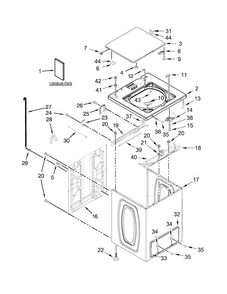 Top And Cabinet Parts Diagram and Parts List for MVW18CSBGW0  Maytag Washer