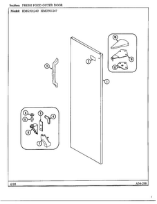 Fresh Food Outer Door Diagram and Parts List for 501247  Admiral Refrigerator