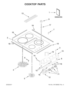 Cooktop Parts Diagram and Parts List for JED3430GB00  Jenn-Air Cooktop