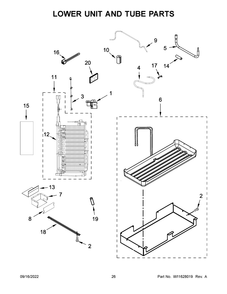 Lower Unit And Tube Parts Diagram and Parts List for JBSS48E22L00  Jenn-Air Refrigerator