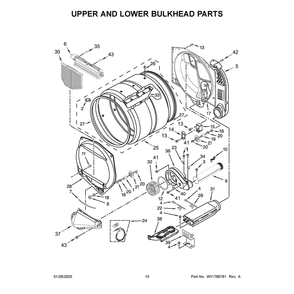 Upper And Lower Bulkhead Parts Diagram and Parts List for MLE27PDFZW0  Maytag Dryer