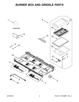 Burner Box And Griddle Parts Diagram and Parts List for JDRP848HM00  Maytag Range