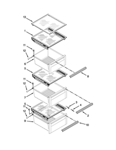 Refrigerator Shelf Parts Diagram and Parts List for JSC24C8EAM01  Jenn-Air Refrigerator