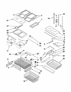 Shelf Parts Diagram and Parts List for G37026FEAW3  Maytag Refrigerator