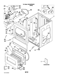 Lower Cabinet And Front Panel Parts Diagram and Parts List for MLE24PRAZW1  Maytag Dryer