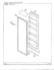 Fresh Food Inner Door Diagram and Parts List for HMG611390  Admiral Refrigerator