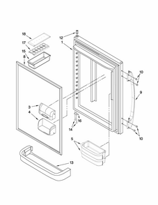 Refrigerator Door Parts Diagram and Parts List for GB6526FEAW3  Maytag Refrigerator