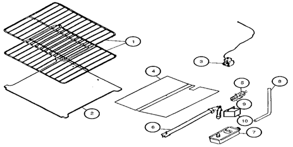 Oven Burner Section Diagram and Parts List for RLT365U  Caloric Range