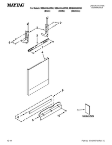 Door And Panel Parts Diagram and Parts List for MDB4630AWB0  Maytag Dishwasher