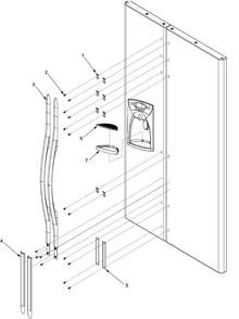 Handles And Trim Diagram and Parts List for XRSR465BB-PXRSR465BB0  Amana Refrigerator
