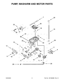 Pump, Washarm And Motor Parts Diagram and Parts List for MDB8959SKZ2  Maytag Dishwasher