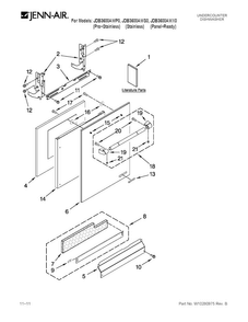 Door And Panel Parts Diagram and Parts List for JDB3600AWS0  Jenn-Air Dishwasher