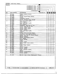 Control Panel Page 2 Diagram and Parts List for 6543A  Norge Washer